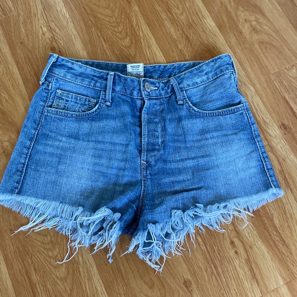 True Religion High Waist Denim Shorts Light Wash 29 Button Fly